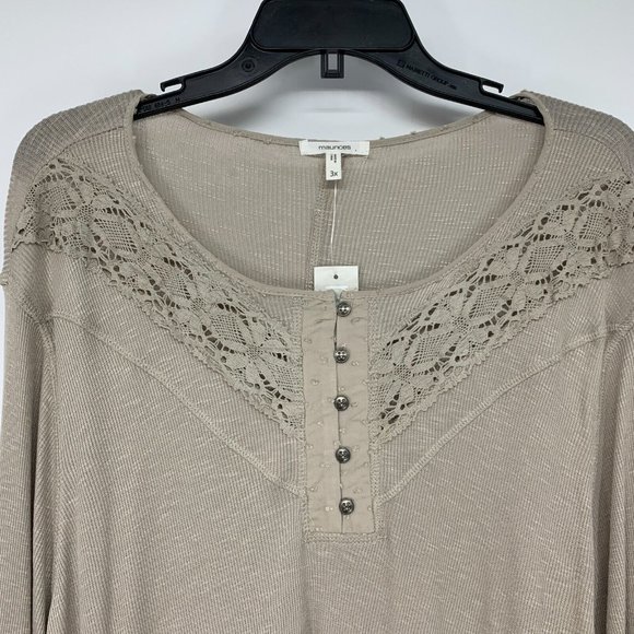 Maurices Top Lace Button Henley Long Sleeve Knit NWT - Picture 4 of 11